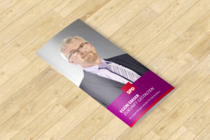 Zu Werbematerialien gehören auch professionell gestaltete Flyer. Diese wurden im Bürgermeisterwahlkampf der SPD Bechhofen eingesetzt. Wir konnten diese für die Partei gestalten.