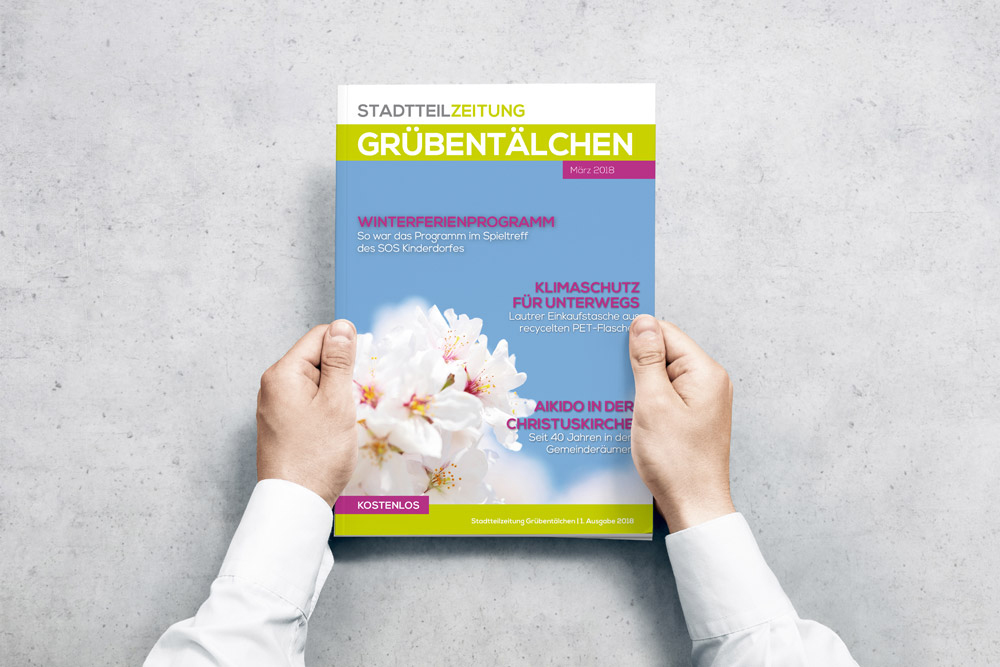 Einmal im Quartal veröffentlicht das Stadtteilbüro Grübentälchen eine Stadtteilzeitung für welches wir das Cover gestalten.