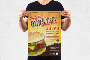 MWR Kaiserslautern nutzt viele Werbematerialien um für seine Events zu werben. Für das "Sun's Out, Buns Out" Event haben wir dieses Poster gestaltet.