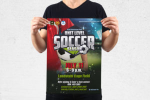 MWR Kaiserslautern nutzt viele Werbematerialien um für seine Events zu werben. Für das Unit Level Soccer Season Event haben wir dieses Poster gestaltet.