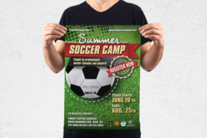 MWR Kaiserslautern nutzt viele Werbematerialien um für seine Events zu werben. Für das Summer Soccer Camp Event haben wir dieses Poster gestaltet.