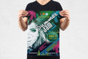 MWR Kaiserslautern nutzt viele Werbematerialien um für seine Events zu werben. Für das Summer Jam Event haben wir dieses Poster gestaltet.