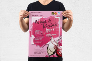 MWR Kaiserslautern nutzt viele Werbematerialien um für seine Events zu werben. Für das Wine & Paint Event haben wir dieses Poster gestaltet.