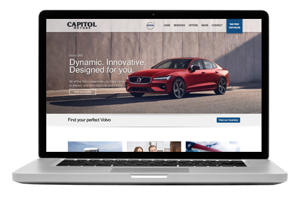 Wir haben die Website Entwicklung, Gestaltung und Programmierung für den amerikanischen Volvo Händler Capitol Motors in Ramstein übernommen.